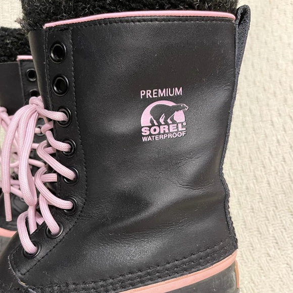 Pink and Black Sorel Premium Waterproof Duck Boots - Picture 2 of 6